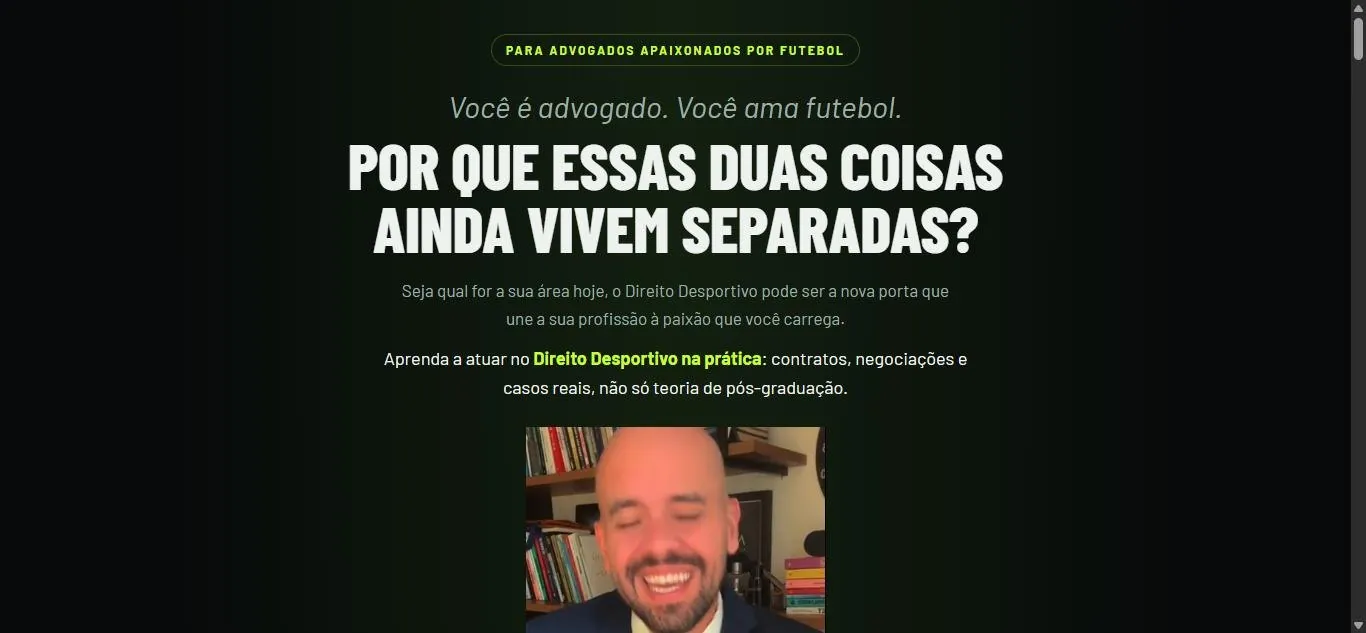 Página do curso Direito Desportivo na Prática